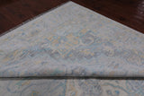 Silver Geometric Heriz Serapi Hand Knotted Wool Rug - 12' 2" X 17' 10"