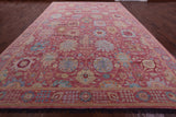 Pink Persian Sultanabad Hand Knotted Wool Rug - 12' 2" X 18' 2" - Golden Nile
