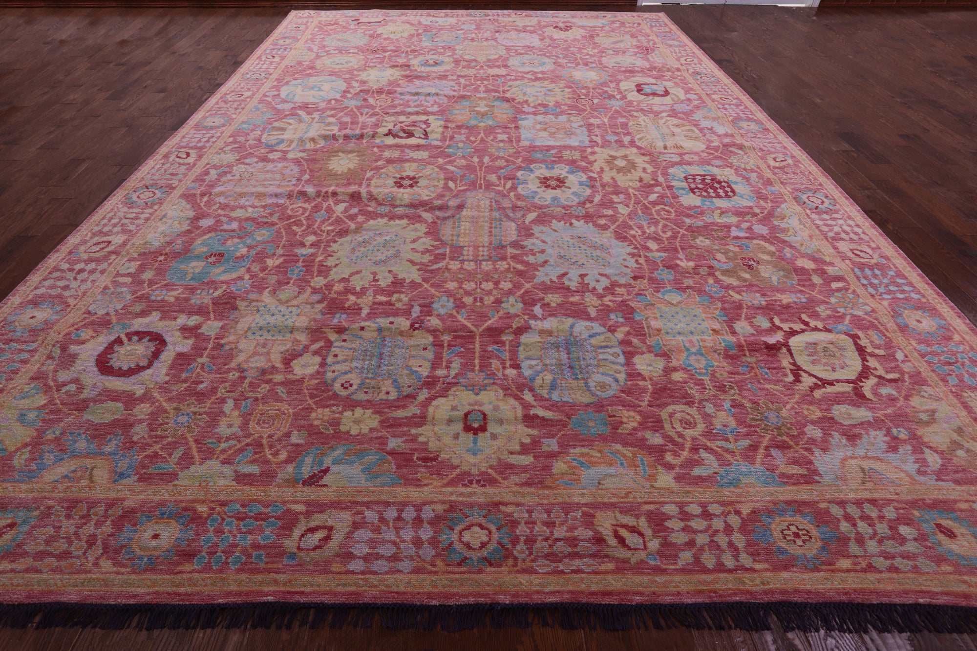 Pink Persian Sultanabad Hand Knotted Wool Rug - 12' 2" X 18' 2" - Golden Nile