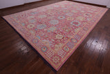 Pink Persian Sultanabad Hand Knotted Wool Rug - 12' 2" X 18' 2" - Golden Nile