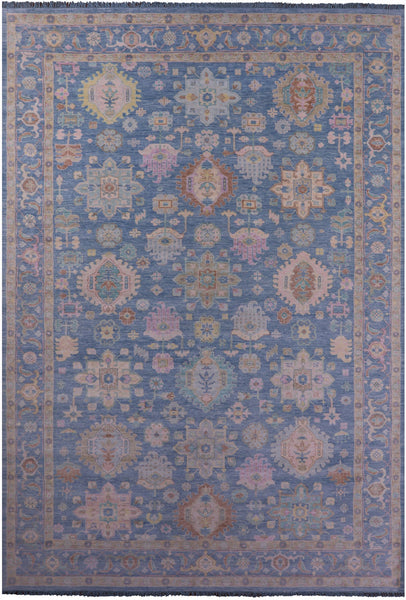 Blue Persian Heriz Serapi Hand Knotted Wool Rug - 12' 3" X 17' 11" - Golden Nile