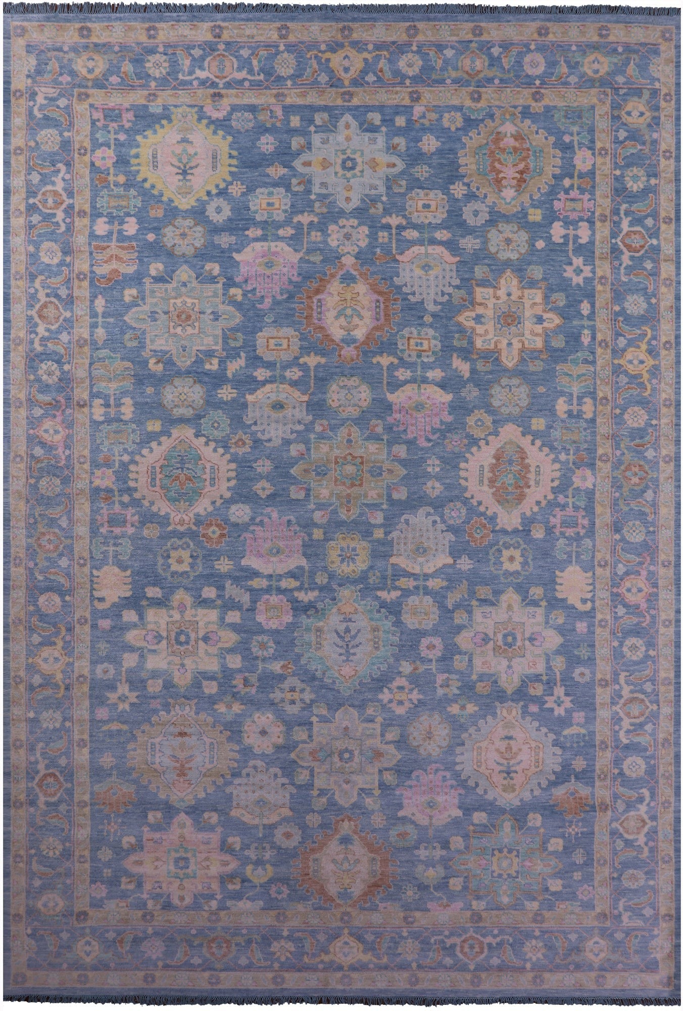 Blue Persian Heriz Serapi Hand Knotted Wool Rug - 12' 3" X 17' 11" - Golden Nile