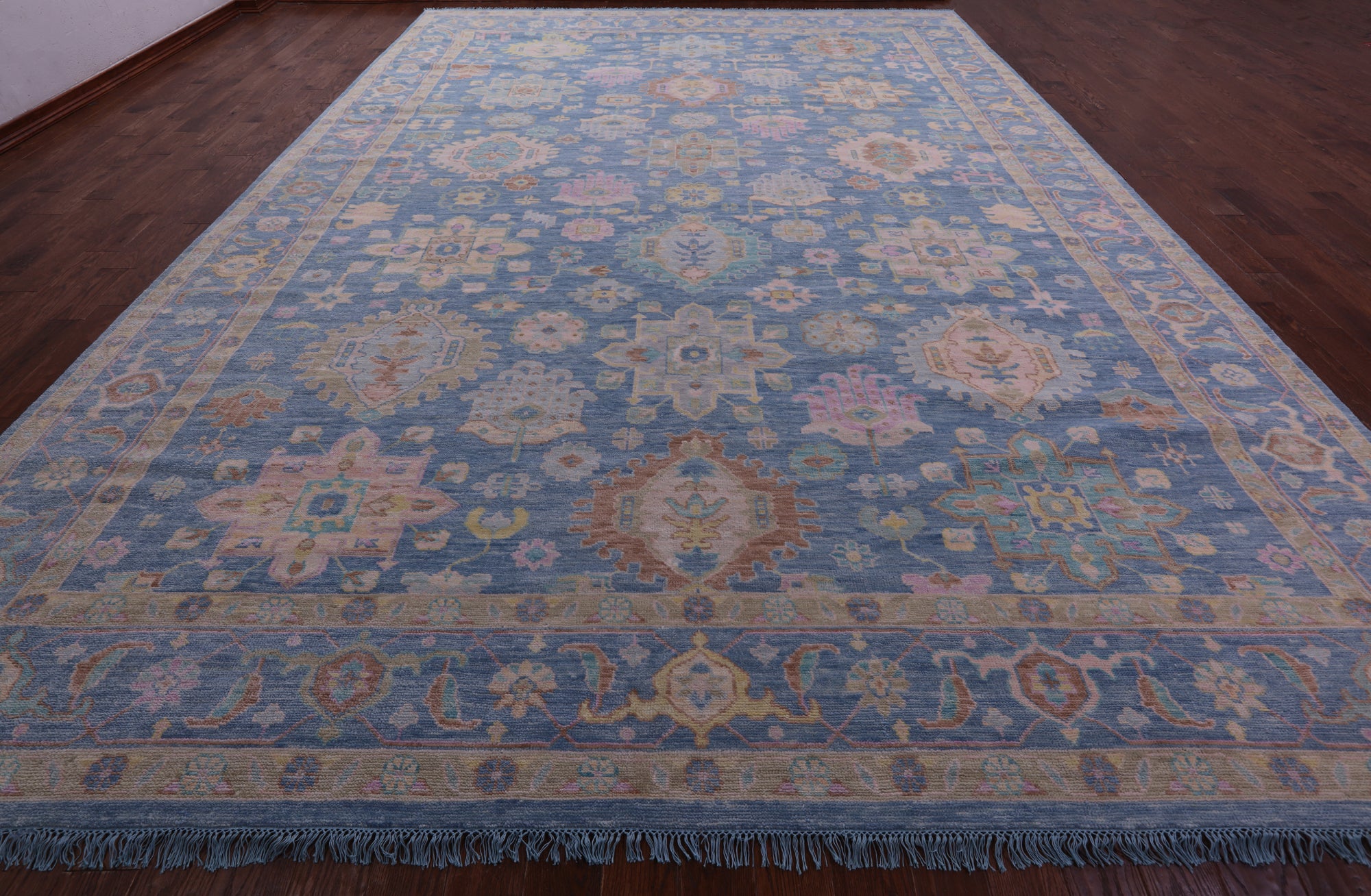 Blue Persian Heriz Serapi Hand Knotted Wool Rug - 12' 3" X 17' 11" - Golden Nile