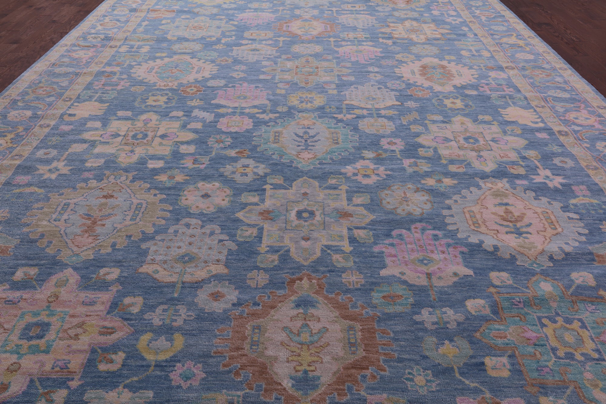 Blue Persian Heriz Serapi Hand Knotted Wool Rug - 12' 3" X 17' 11" - Golden Nile