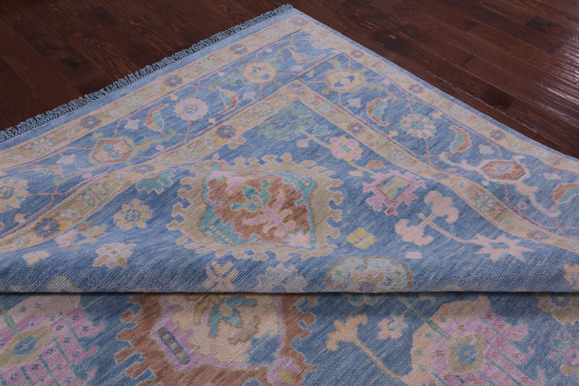 Blue Persian Heriz Serapi Hand Knotted Wool Rug - 12' 3" X 17' 11" - Golden Nile