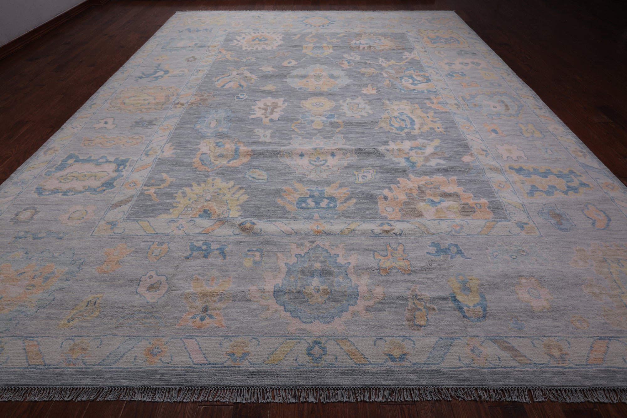 SUPER SALE Silver Persian Sultanabad Hand Knotted Wool Rug - 12' 2" X 15' 1"