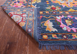 Blue/Grey Turkish Oushak Hand Knotted Wool Rug - 12' 0" X 14' 9" - Golden Nile