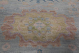SUPER SALE Light Blue Turkish Oushak Hand Knotted Wool Rug - 12' 0" X 14' 9"