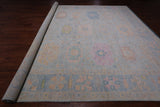 SUPER SALE Light Blue Turkish Oushak Hand Knotted Wool Rug - 12' 0" X 14' 9"