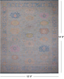 SUPER SALE Light Blue Turkish Oushak Hand Knotted Wool Rug - 12' 0" X 14' 9"