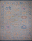 SUPER SALE Light Blue Turkish Oushak Hand Knotted Wool Rug - 12' 0" X 14' 9"