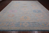 SUPER SALE Light Blue Turkish Oushak Hand Knotted Wool Rug - 12' 0" X 14' 9"