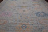 SUPER SALE Light Blue Turkish Oushak Hand Knotted Wool Rug - 12' 0" X 14' 9"