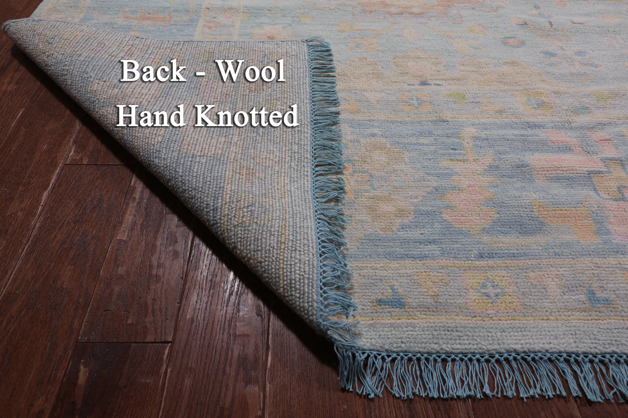 SUPER SALE Light Blue Turkish Oushak Hand Knotted Wool Rug - 12' 0" X 14' 9"