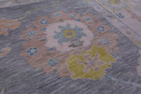 Silver Turkish Oushak Handmade Wool Rug - 12' 1" X 14' 9" - Golden Nile