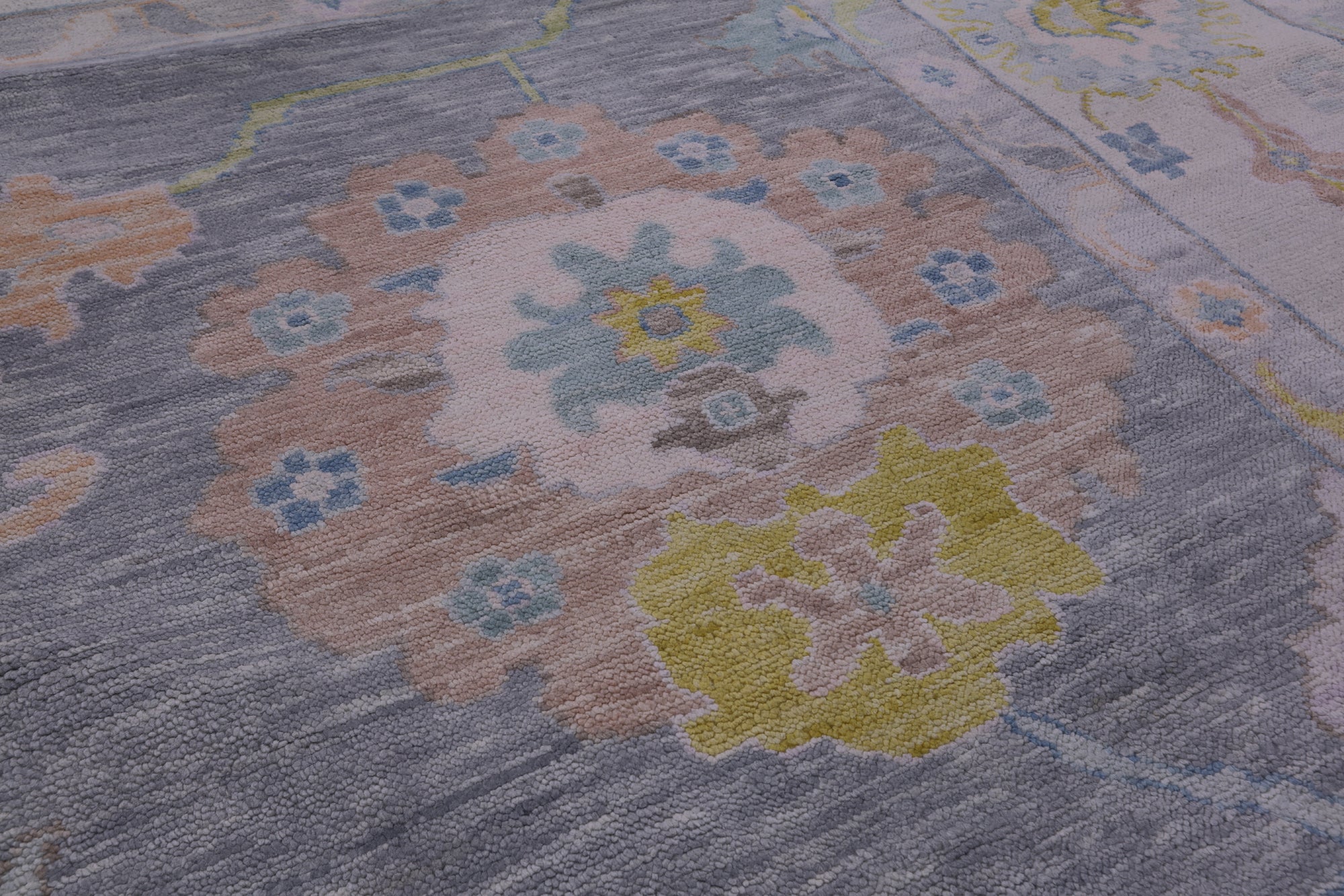 Silver Turkish Oushak Handmade Wool Rug - 12' 1" X 14' 9" - Golden Nile