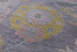 Silver Turkish Oushak Handmade Wool Rug - 12' 1" X 14' 9" - Golden Nile