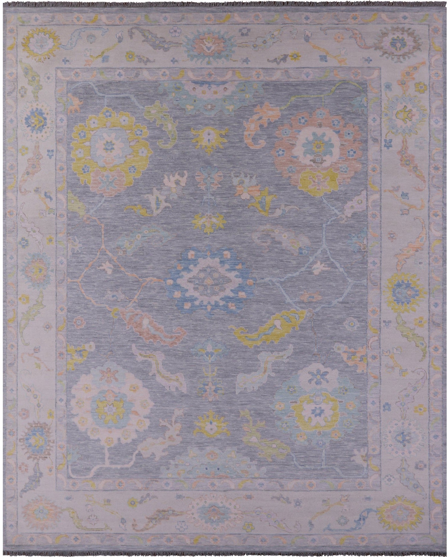 Silver Turkish Oushak Handmade Wool Rug - 12' 1" X 14' 9" - Golden Nile