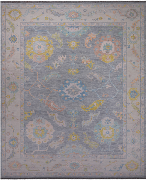 SUPER SALE Silver Turkish Oushak Handmade Wool Rug - 12' 1" X 14' 9"