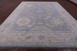 Silver Turkish Oushak Handmade Wool Rug - 12' 1" X 14' 9" - Golden Nile