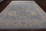 SUPER SALE Silver Turkish Oushak Handmade Wool Rug - 12' 1" X 14' 9"