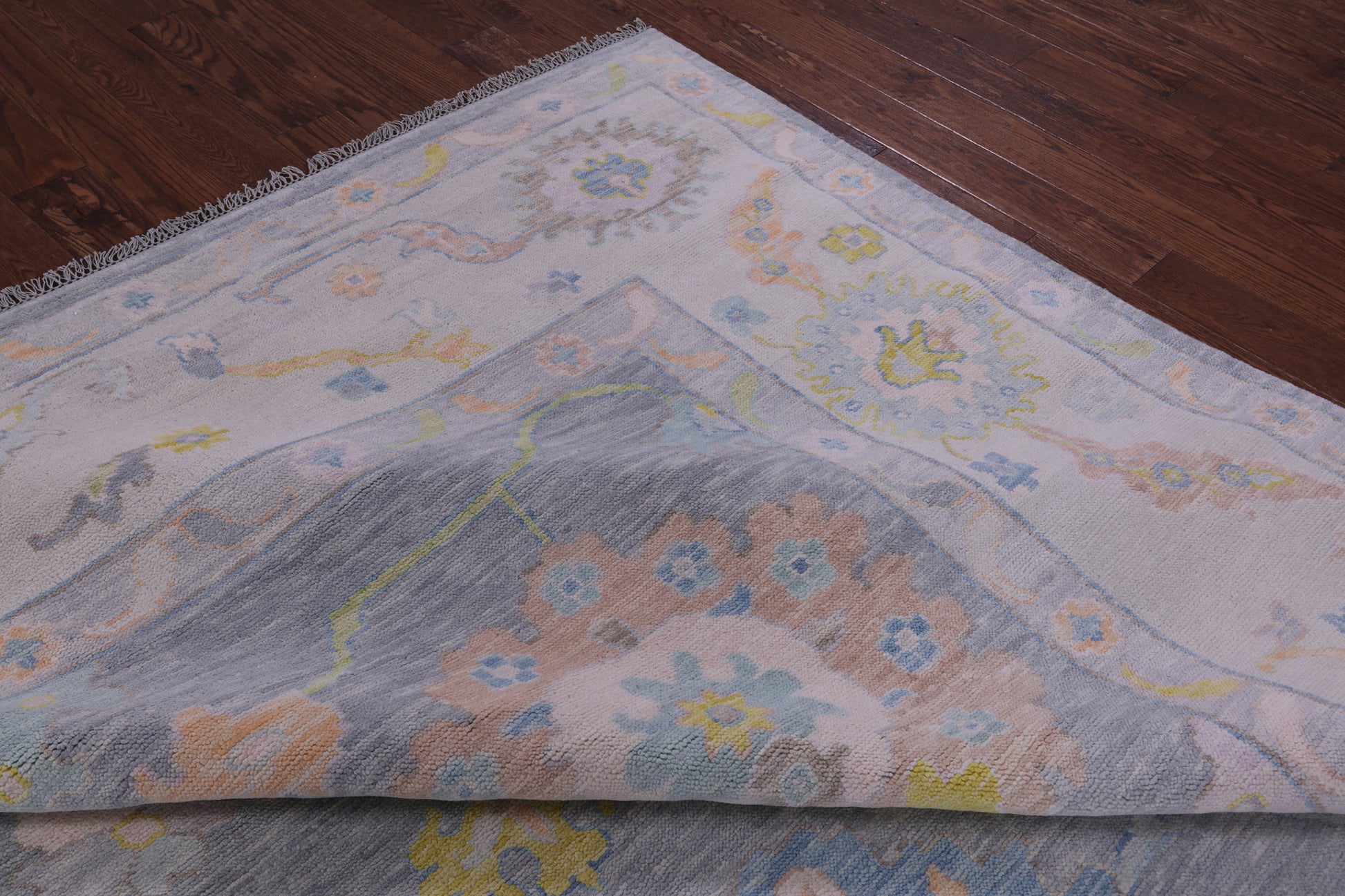 Silver Turkish Oushak Handmade Wool Rug - 12' 1" X 14' 9" - Golden Nile