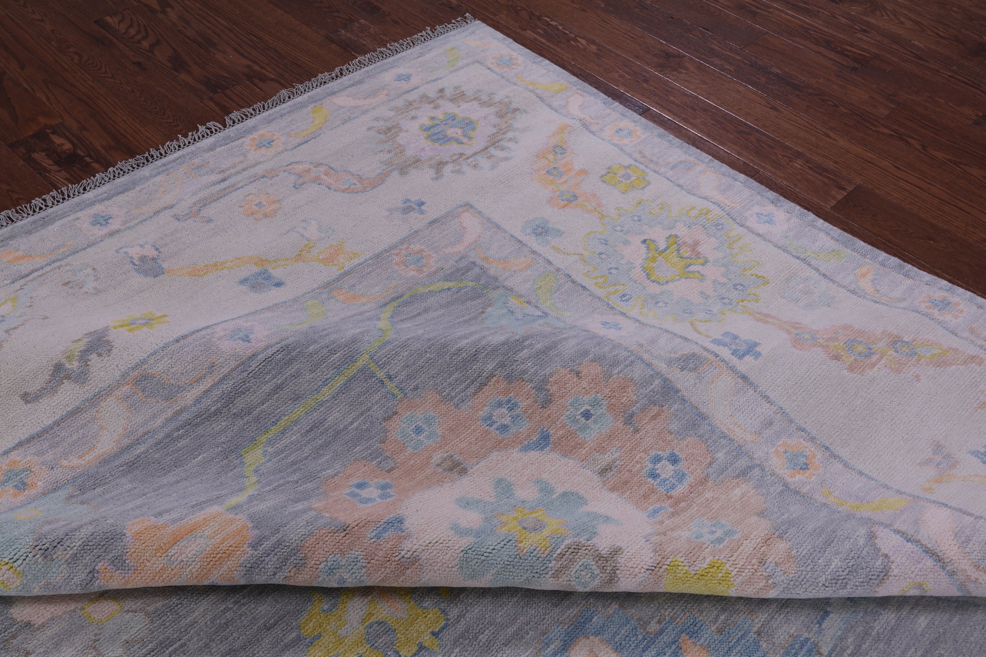 Silver Turkish Oushak Handmade Wool Rug - 12' 1" X 14' 9" - Golden Nile
