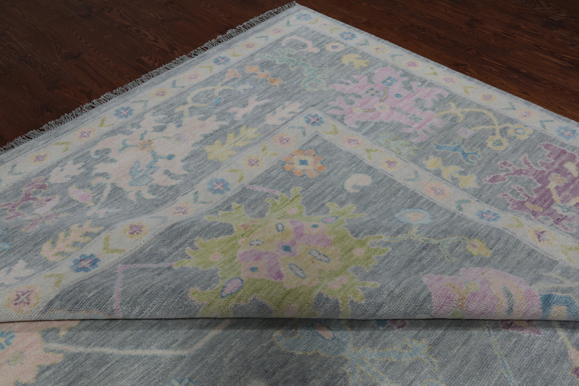 SUPER SALE Silver Turkish Oushak Hand Knotted Wool Rug - 12' 1" X 15' 1"