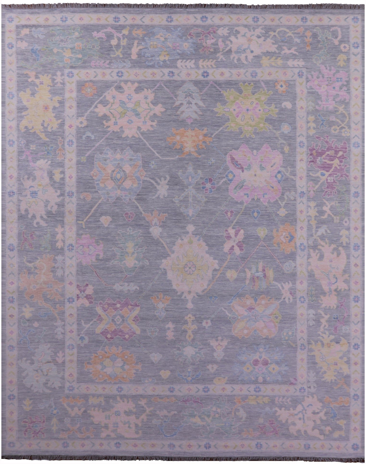 Silver Turkish Oushak Hand Knotted Wool Rug - 12' 1" X 15' 1" - Golden Nile