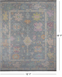 SUPER SALE Silver Turkish Oushak Hand Knotted Wool Rug - 12' 1" X 15' 1"