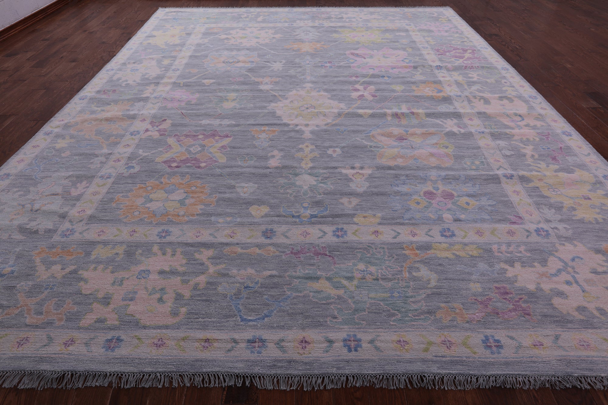 Silver Turkish Oushak Hand Knotted Wool Rug - 12' 1" X 15' 1" - Golden Nile