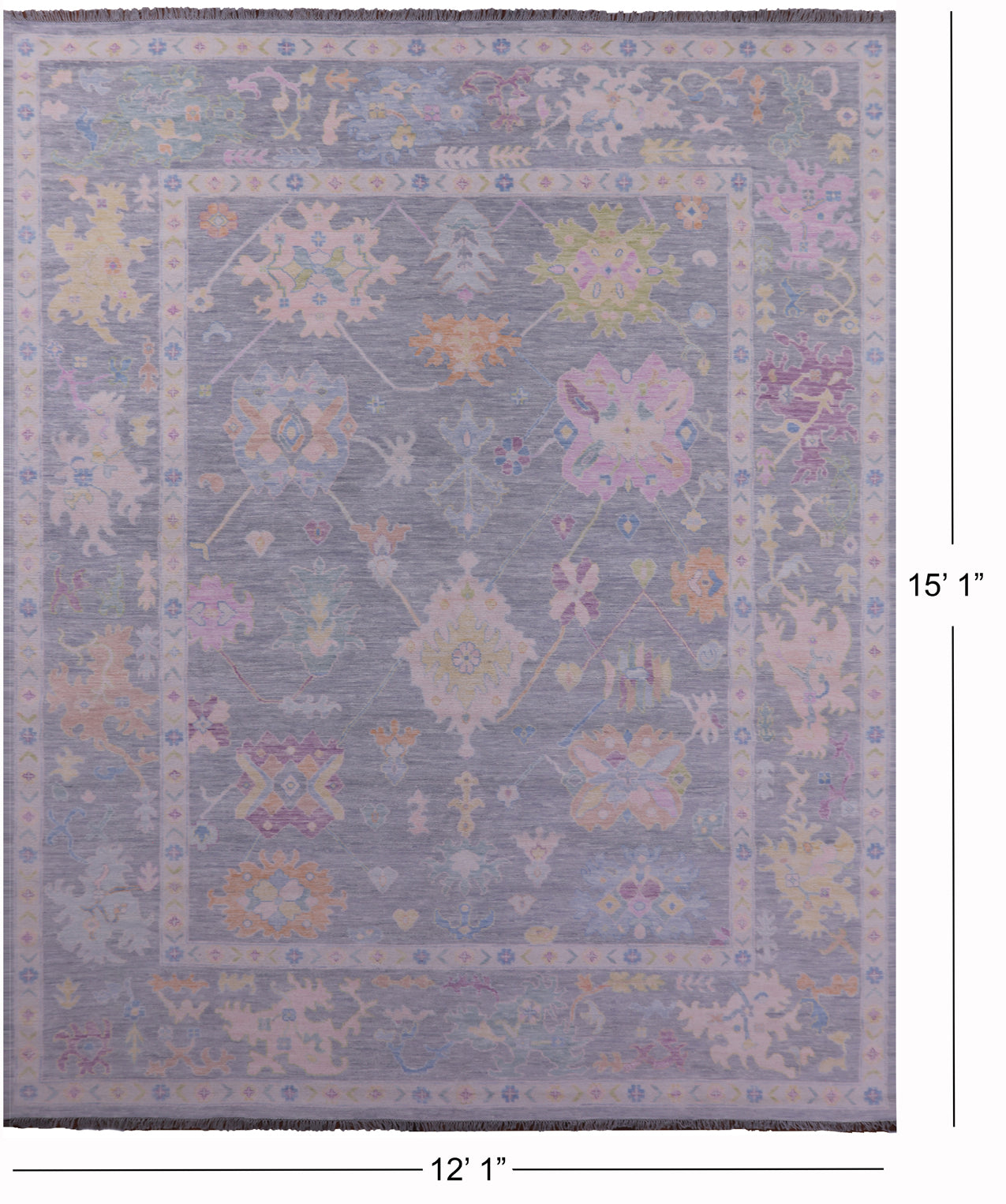 Silver Turkish Oushak Hand Knotted Wool Rug - 12' 1" X 15' 1" - Golden Nile