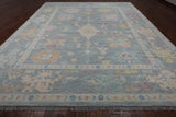 SUPER SALE Silver Turkish Oushak Hand Knotted Wool Rug - 12' 1" X 15' 1"