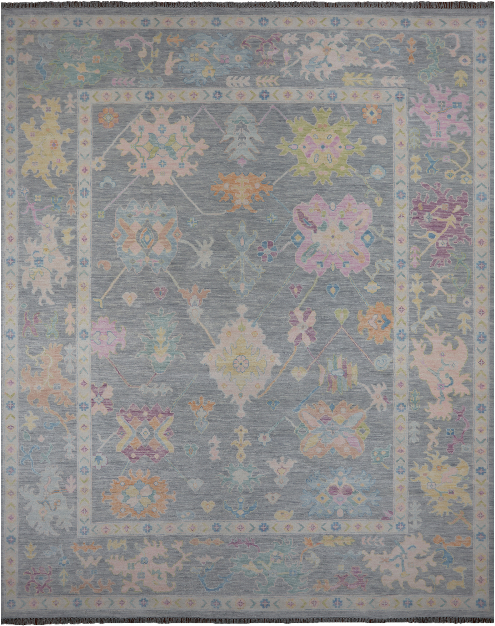 SUPER SALE Silver Turkish Oushak Hand Knotted Wool Rug - 12' 1" X 15' 1"
