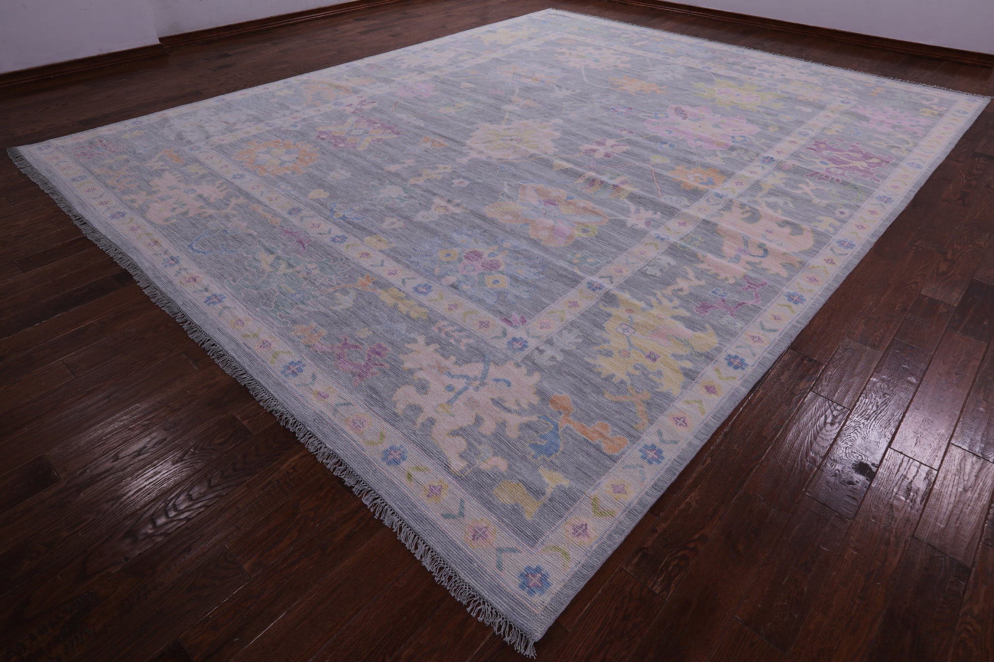 Silver Turkish Oushak Hand Knotted Wool Rug - 12' 1" X 15' 1" - Golden Nile