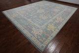 SUPER SALE Silver Turkish Oushak Hand Knotted Wool Rug - 12' 1" X 15' 1"