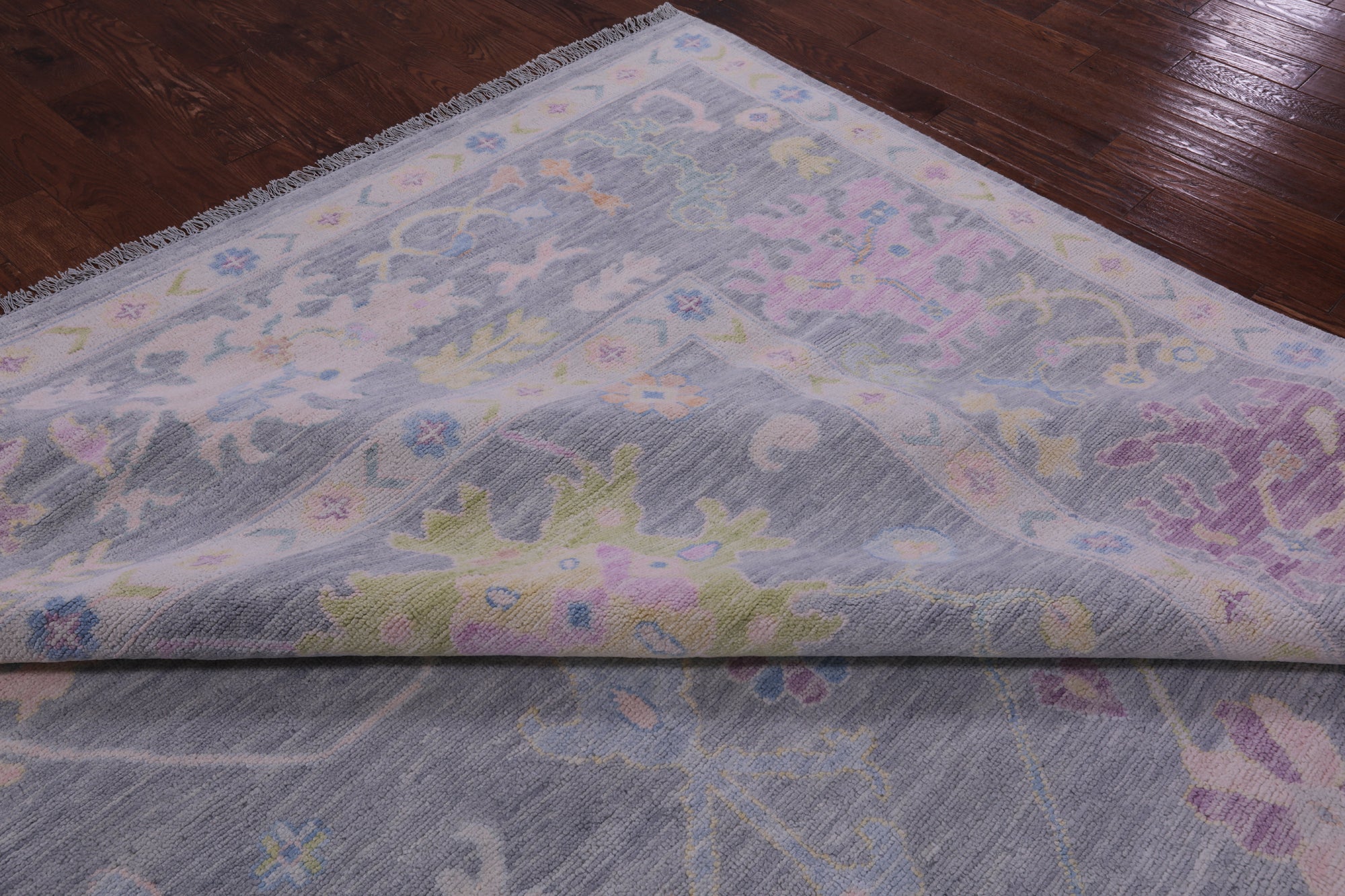 Silver Turkish Oushak Hand Knotted Wool Rug - 12' 1" X 15' 1" - Golden Nile