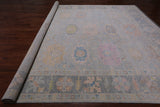 SUPER SALE Silver Turkish Oushak Hand Knotted Wool Rug - 12' 0" X 14' 10"