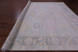 Silver Turkish Oushak Hand Knotted Wool Rug - 12' 0" X 14' 10" - Golden Nile