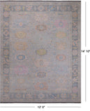SUPER SALE Silver Turkish Oushak Hand Knotted Wool Rug - 12' 0" X 14' 10"