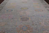 SUPER SALE Silver Turkish Oushak Hand Knotted Wool Rug - 12' 0" X 14' 10"