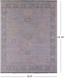 Silver Turkish Oushak Hand Knotted Wool Rug - 12' 0" X 14' 10" - Golden Nile