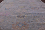 Silver Turkish Oushak Hand Knotted Wool Rug - 12' 0" X 14' 10" - Golden Nile
