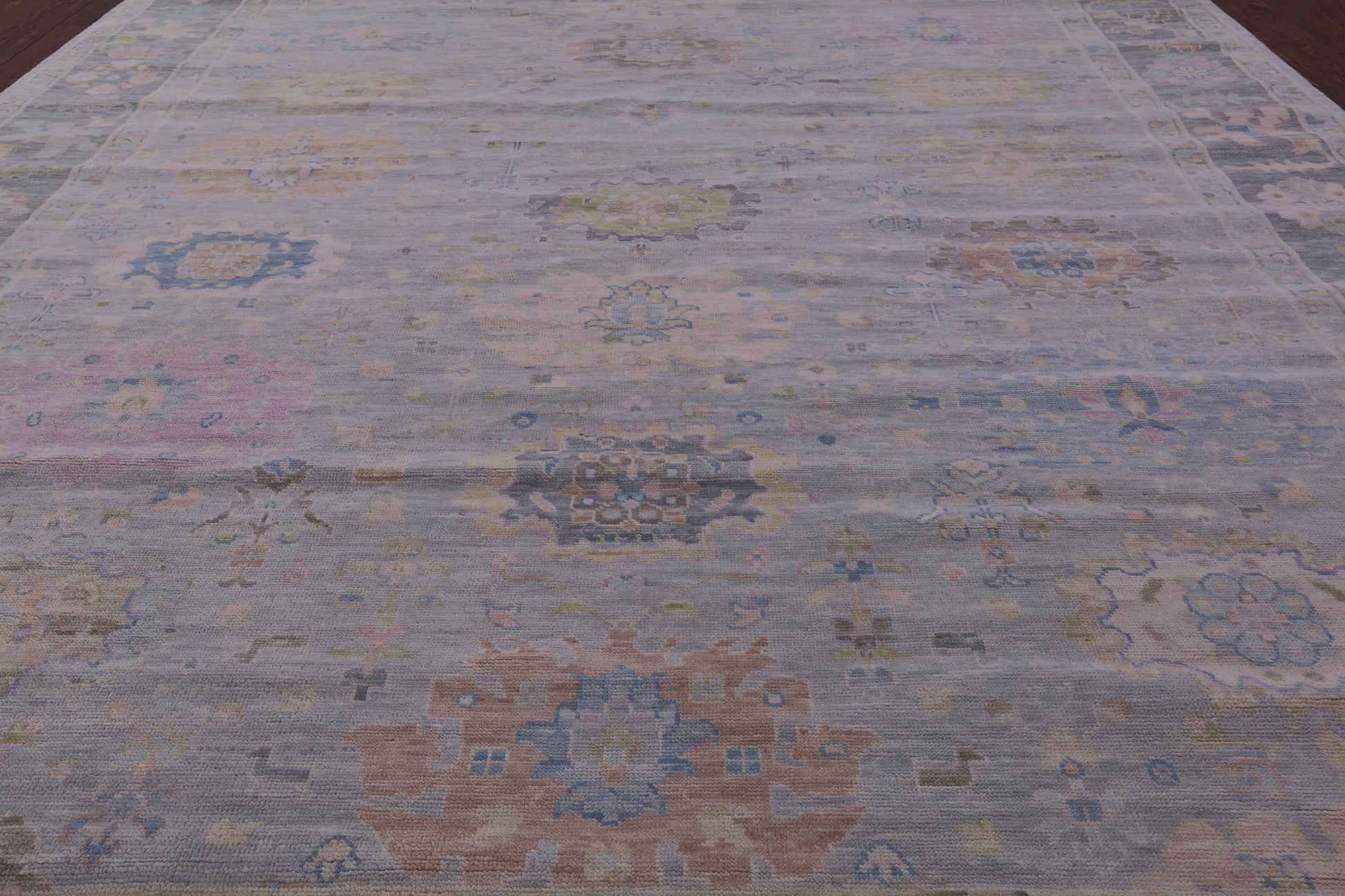 Silver Turkish Oushak Hand Knotted Wool Rug - 12' 0" X 14' 10" - Golden Nile