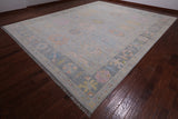 SUPER SALE Silver Turkish Oushak Hand Knotted Wool Rug - 12' 0" X 14' 10"