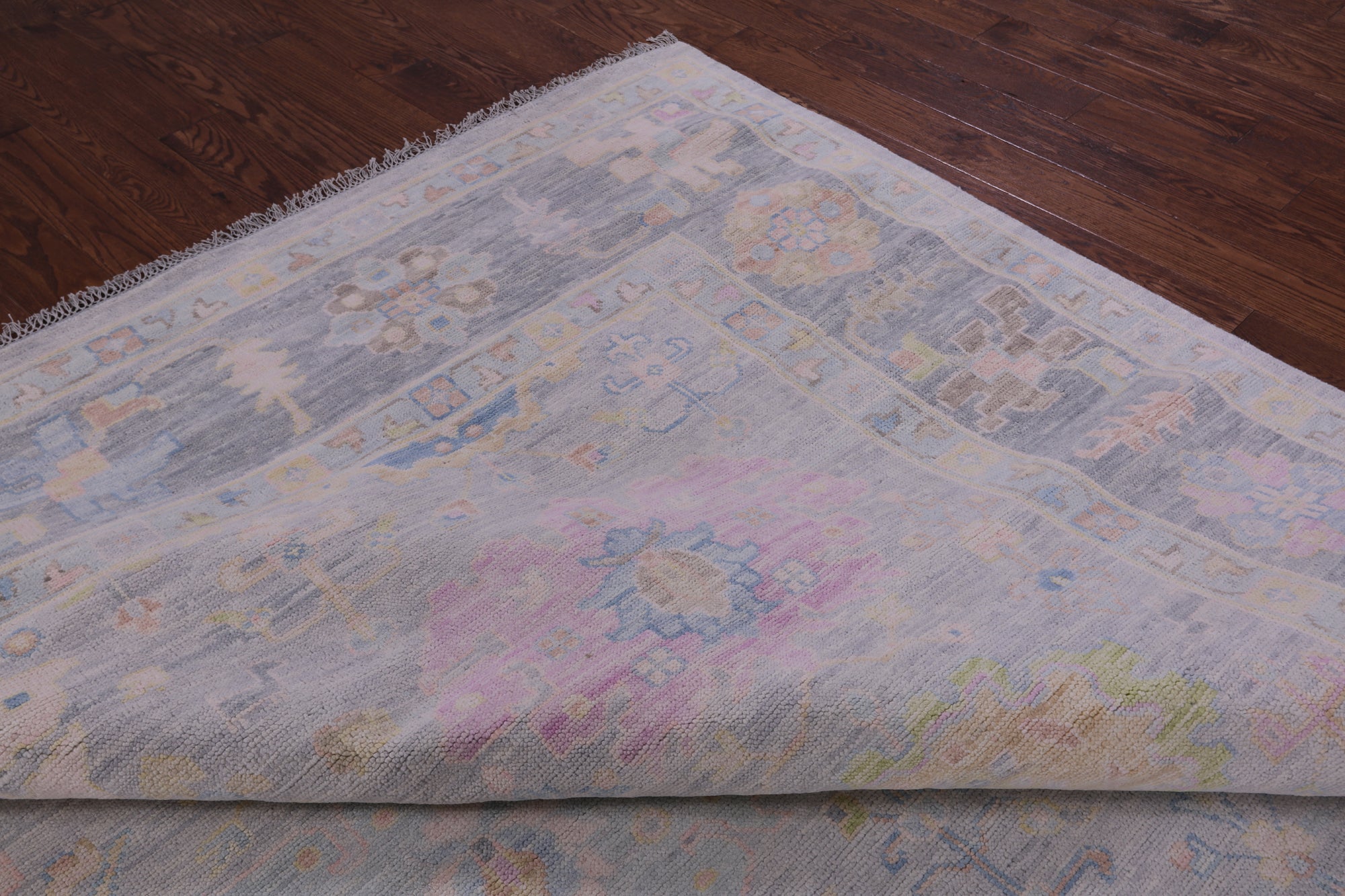 Silver Turkish Oushak Hand Knotted Wool Rug - 12' 0" X 14' 10" - Golden Nile