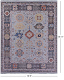Light Blue Persian Heriz Serapi Hand Knotted Wool Rug - 12' 0" X 14' 11" - Golden Nile