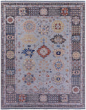 Light Blue Persian Heriz Serapi Hand Knotted Wool Rug - 12' 0" X 14' 11" - Golden Nile