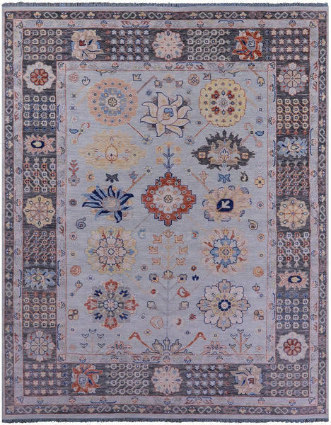 Light Blue Persian Heriz Serapi Hand Knotted Wool Rug - 12' 0" X 14' 11" - Golden Nile