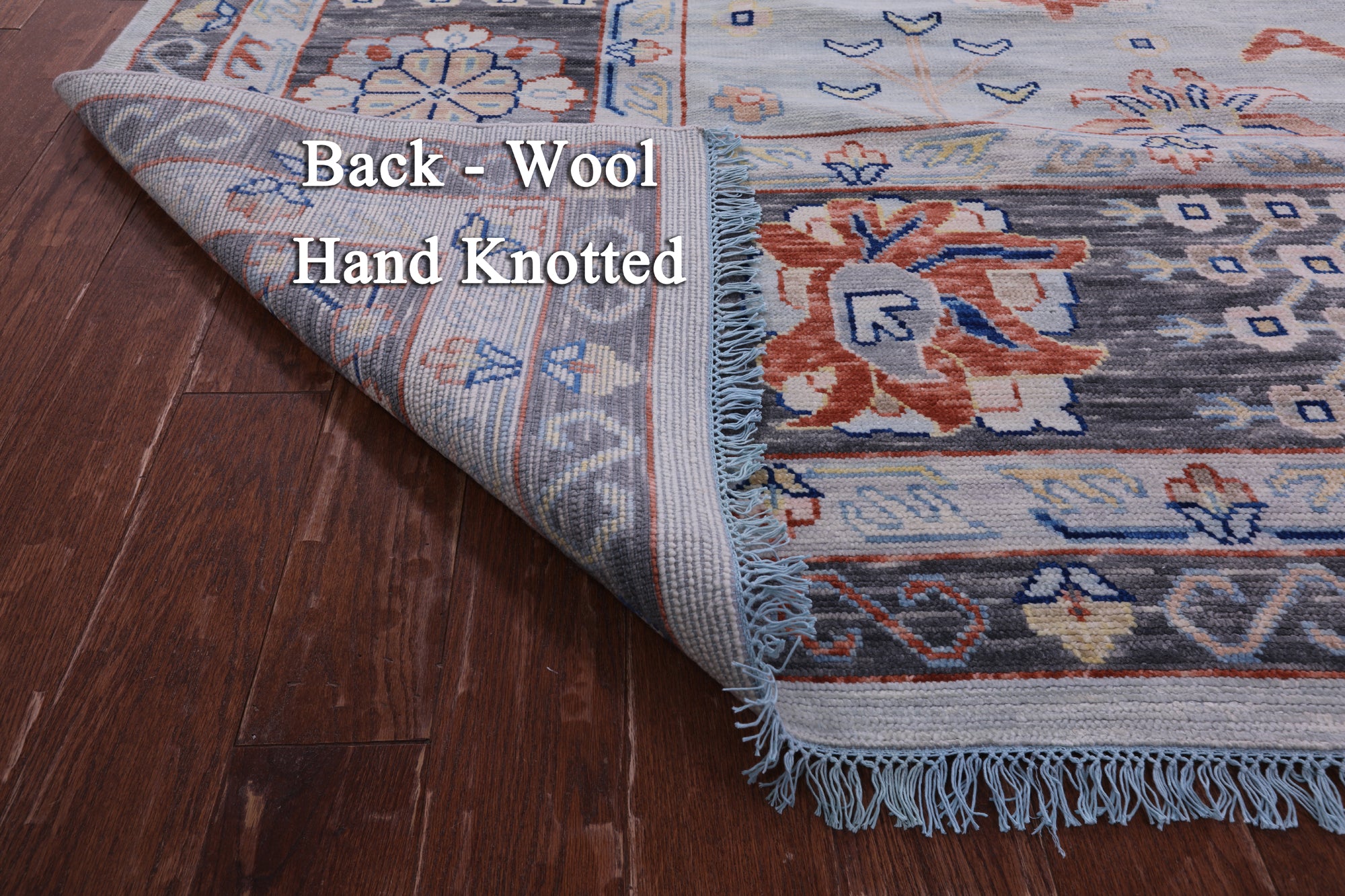 Light Blue Persian Heriz Serapi Hand Knotted Wool Rug - 12' 0" X 14' 11" - Golden Nile